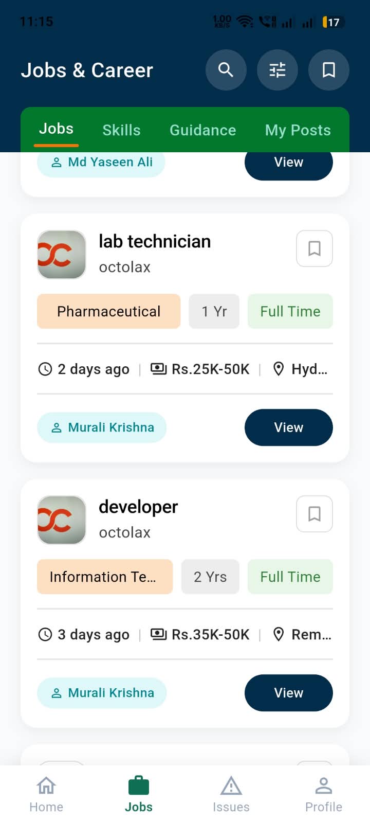 Voice of India Jobs Screen